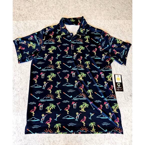 Caddy Cart Other - Golf Polo Caddy Cart Electric Avenue Navy Performance UPF 50 Shirt Mens Sz L